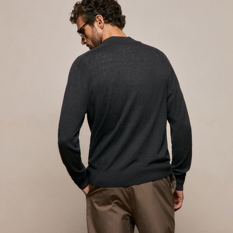 Cotton Cashmere Half Zip in Coal | James Perse Los Angeles