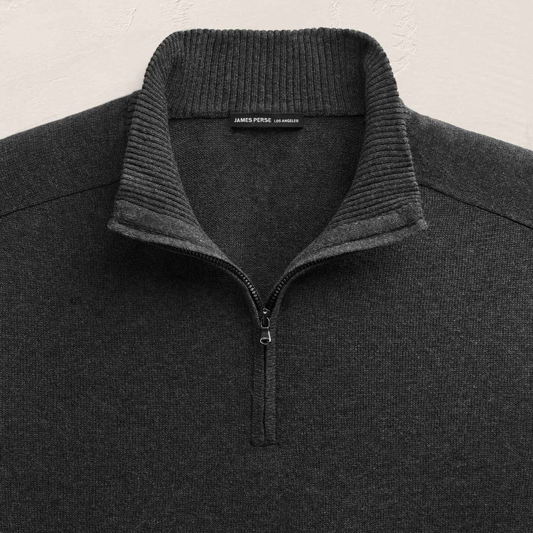 Organic Cotton Cashmere Half Zip in Coal | James Perse Los Angeles