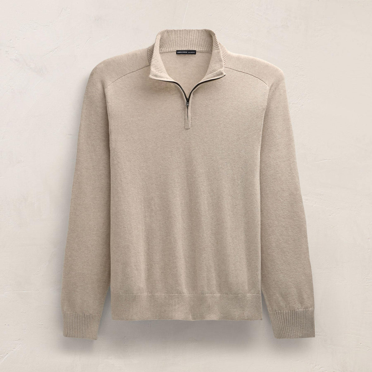 Organic Cotton Cashmere Half Zip in Wheat | James Perse Los Angeles