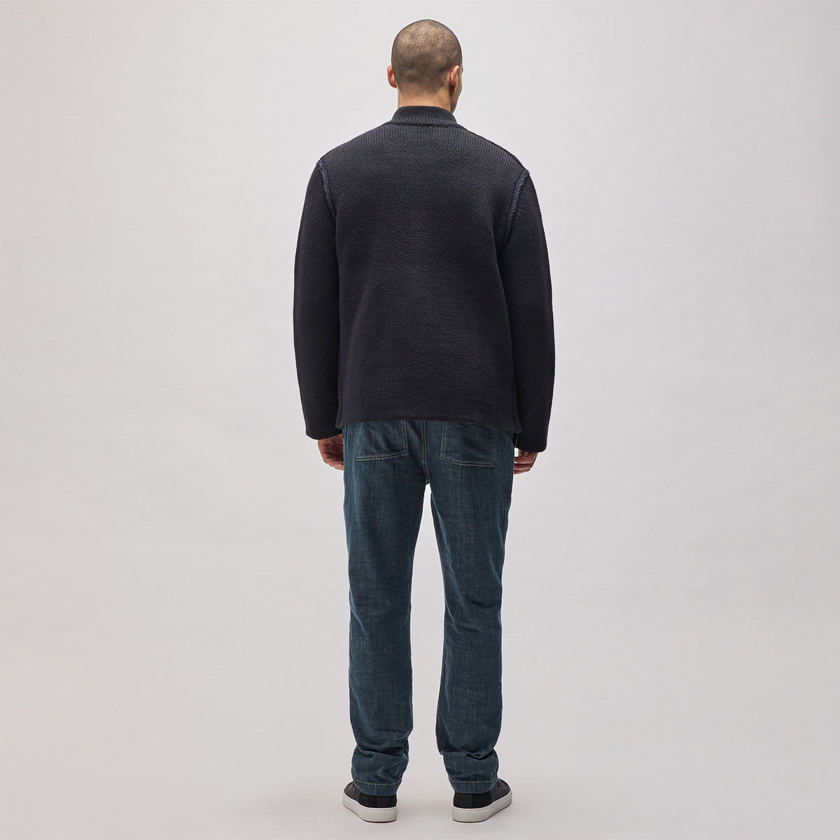 Double Bed Cotton Knit Jacket in Black/Navy | James Perse Los Angeles