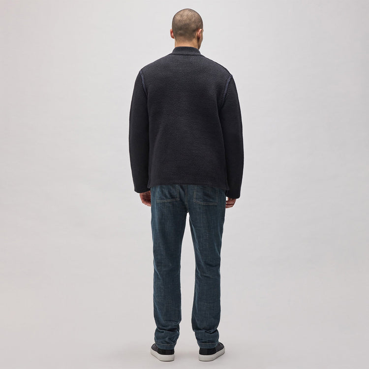 Double Bed Cotton Knit Jacket in Black/Navy | James Perse Los Angeles