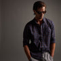 Cotton Plaid Shirt in Maine/Navy | James Perse Los Angeles