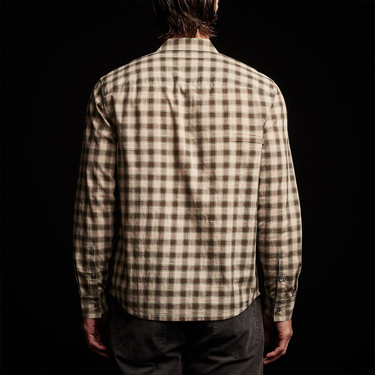 Cotton Plaid Shirt in Mineral/Jungle | James Perse Los Angeles