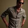 Cotton Plaid Shirt in Mineral/Jungle | James Perse Los Angeles