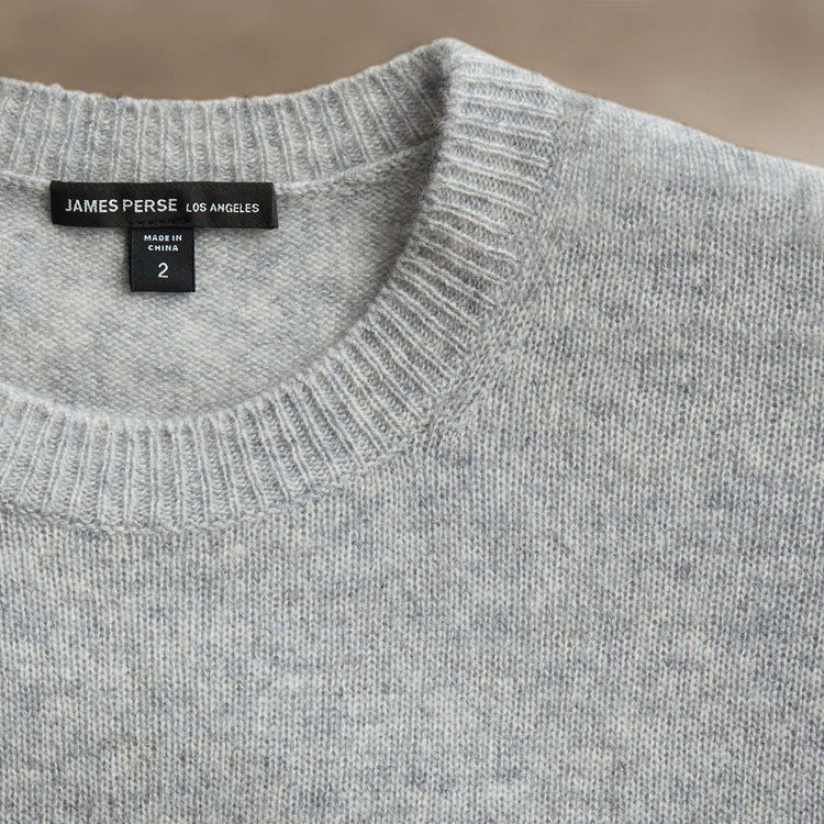 Soft Featherweight Cashmere Crew in Light Heather Grey | James Perse Los Angeles