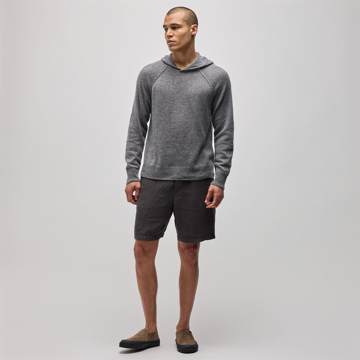 Soft Featherweight Cashmere Hoodie in Heather Grey | James Perse Los Angeles