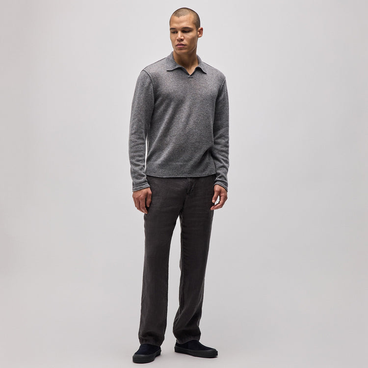 Soft Featherweight Cashmere Polo in Heather Grey | James Perse Los Angeles