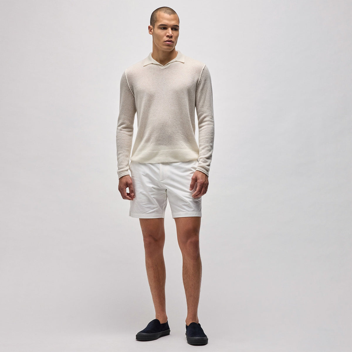 Soft Featherweight Cashmere Polo in Oyster | James Perse Los Angeles
