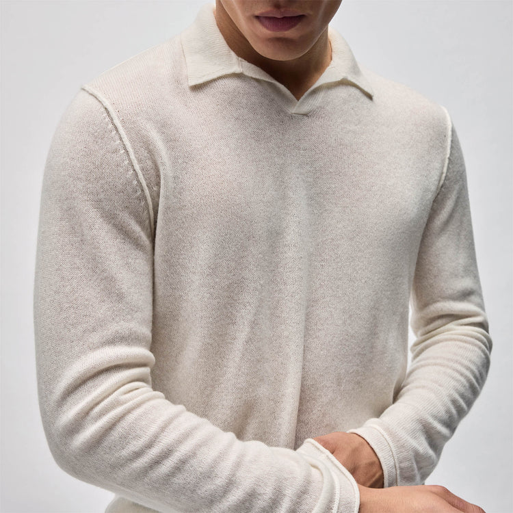 Soft Featherweight Cashmere Polo in Oyster | James Perse Los Angeles