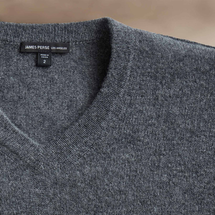 Open Knit Cashmere VinNeck in Flannel | James Perse Los Angeles