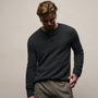 Soft Featherweight Cashmere Waffle Henley in Coal | James Perse Los Angeles