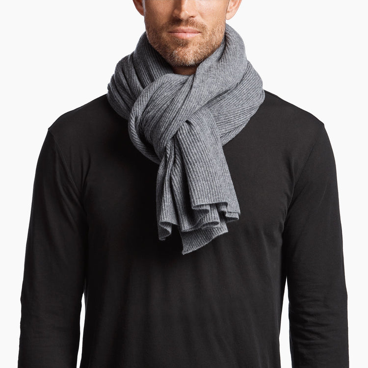 Lightweight Cashmere Rib Scarf in Flannel | James Perse Los Angeles