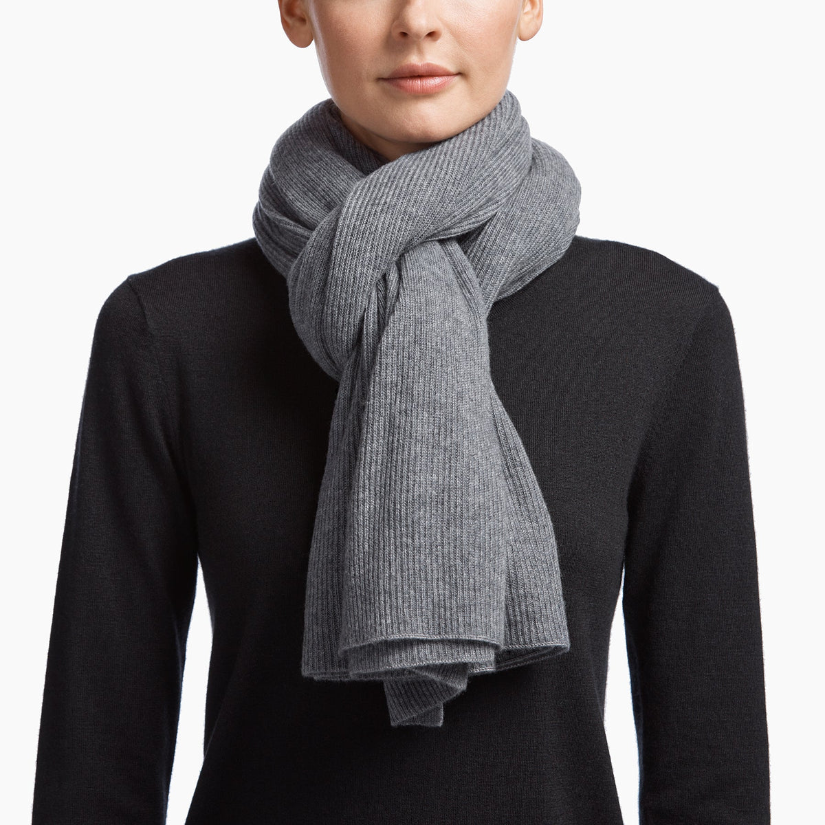 Lightweight Cashmere Rib Scarf in Flannel | James Perse Los Angeles