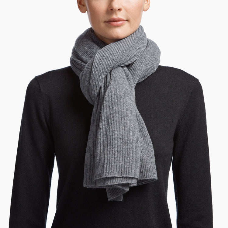 Lightweight Cashmere Rib Scarf in Flannel | James Perse Los Angeles
