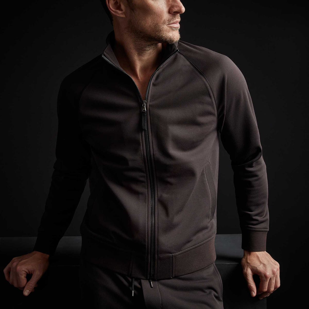 Piped Track Jacket - Chocolate | James Perse Los Angeles