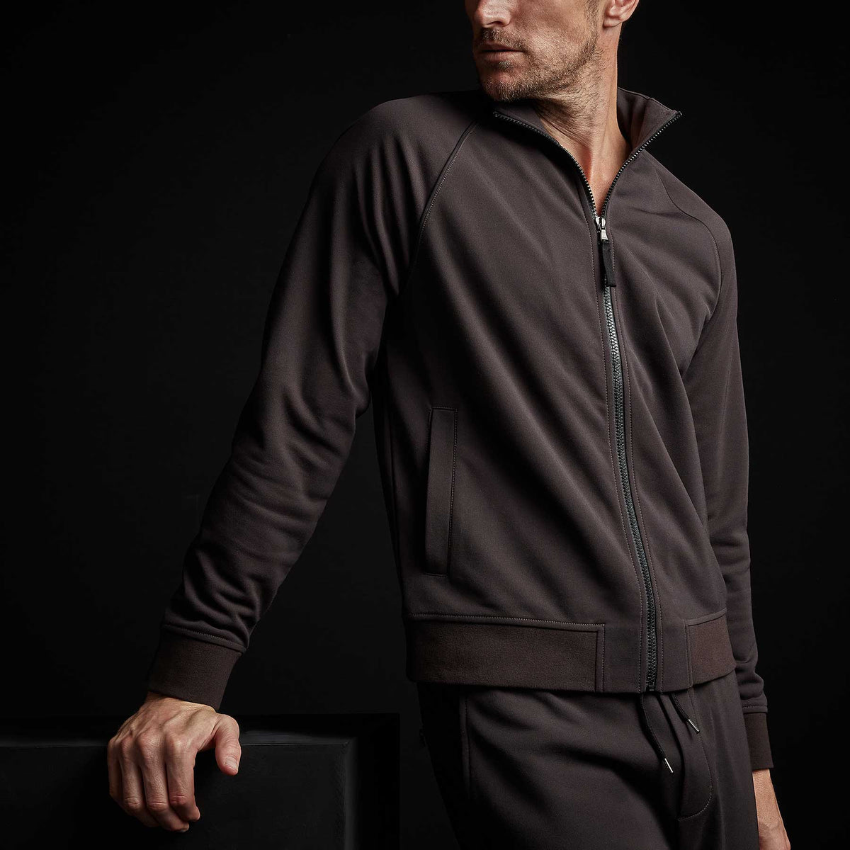 Piped Track Jacket - Chocolate | James Perse Los Angeles
