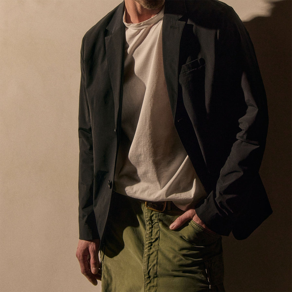 Cotton Poplin Blazer in Black | James Perse Los Angeles