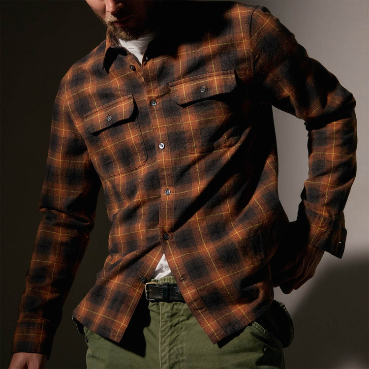 Plaid Flannel Shirt  in Amber Plaid | James Perse Los Angeles