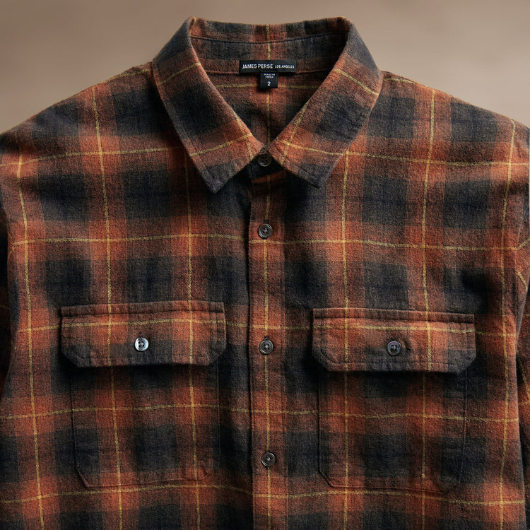 Plaid Flannel Shirt  in Amber Plaid | James Perse Los Angeles