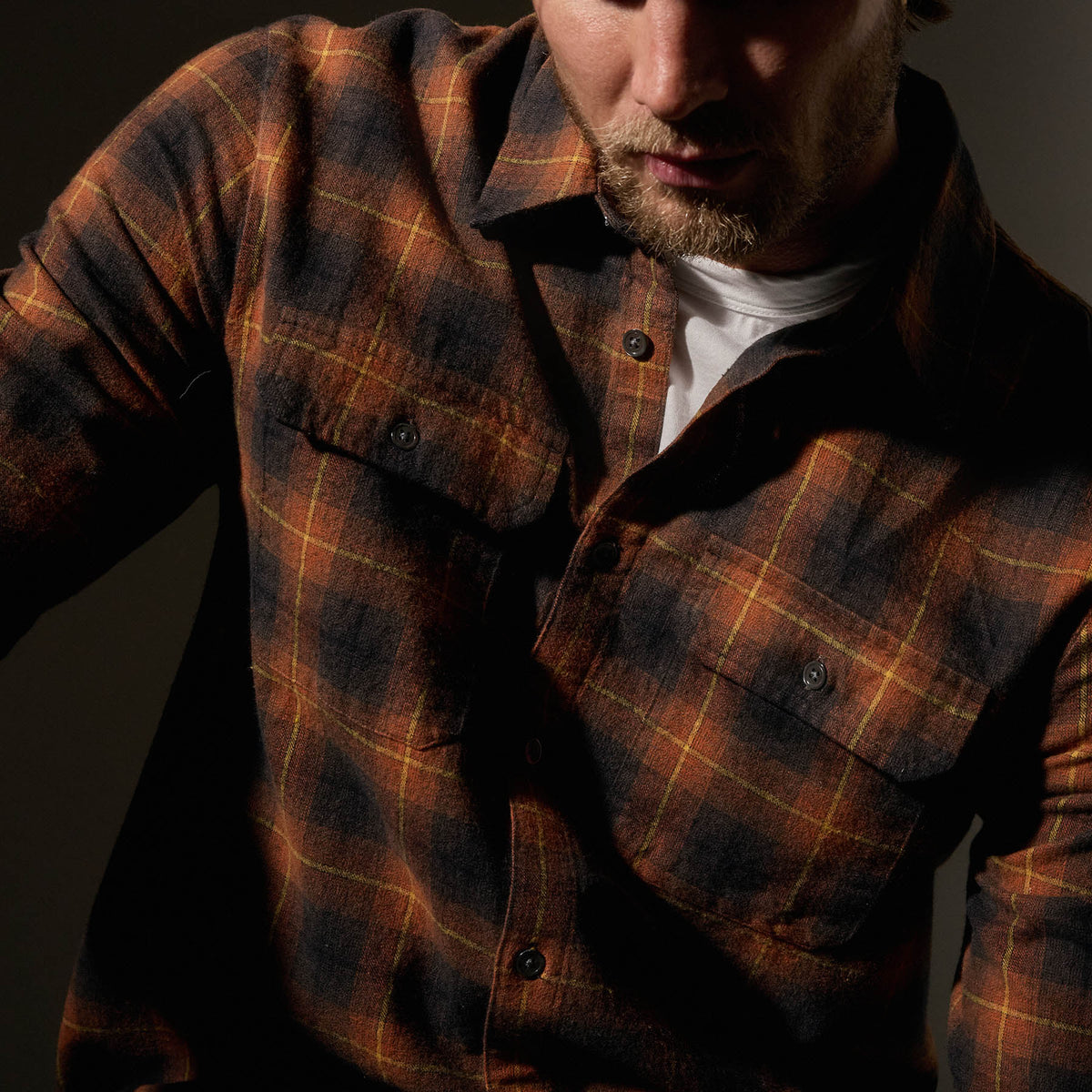 Plaid Flannel Shirt  in Amber Plaid | James Perse Los Angeles