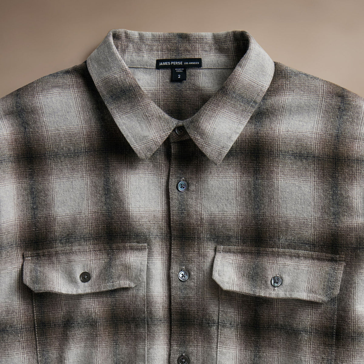 Plaid Flannel Shirt  in Beige Plaid | James Perse Los Angeles