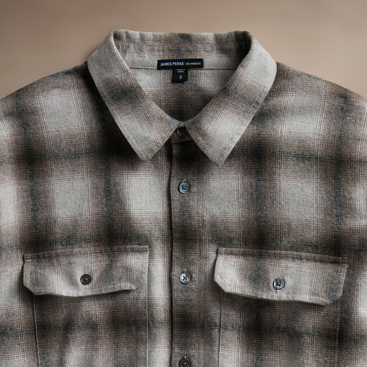 Plaid Flannel Shirt  in Beige Plaid | James Perse Los Angeles