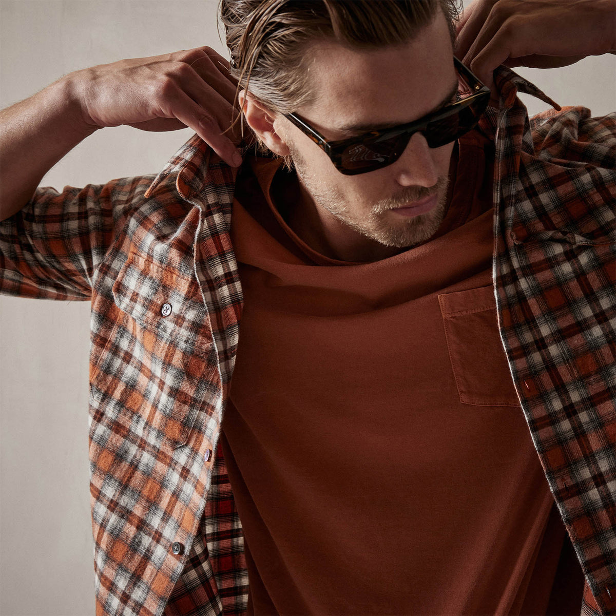 Plaid Flannel Shirt in Bonfire | James Perse Los Angeles