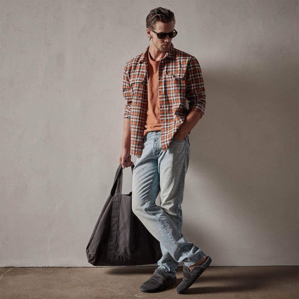 Plaid Flannel Shirt in Bonfire | James Perse Los Angeles
