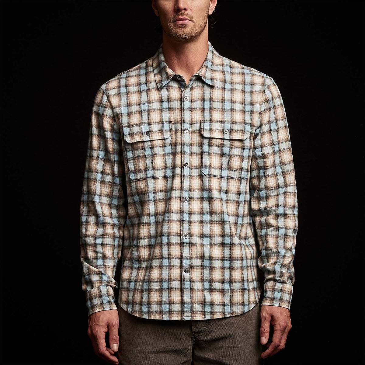 Plaid Flannel Shirt in Baby Blue | James Perse Los Angeles