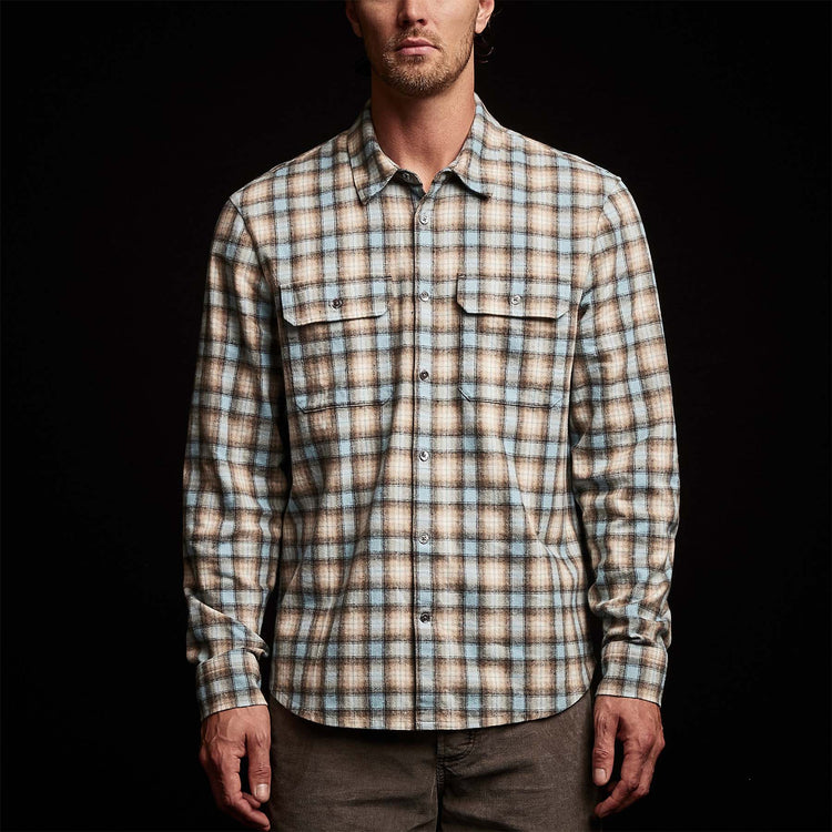Plaid Flannel Shirt in Baby Blue | James Perse Los Angeles