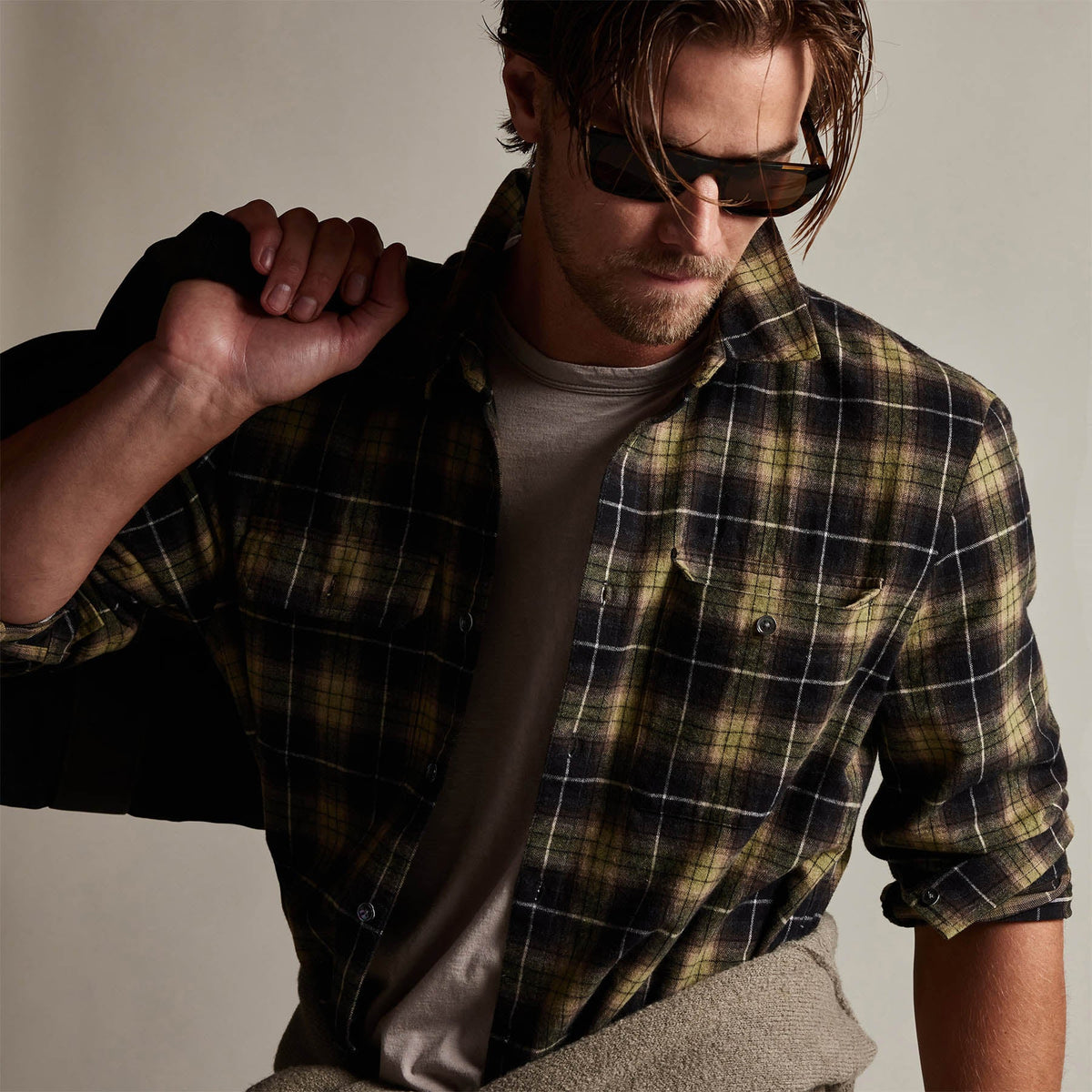 Plaid Flannel Shirt in Field | James Perse Los Angeles
