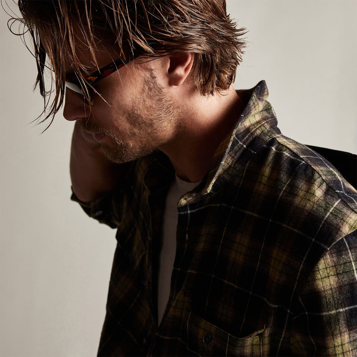 Plaid Flannel Shirt in Field | James Perse Los Angeles