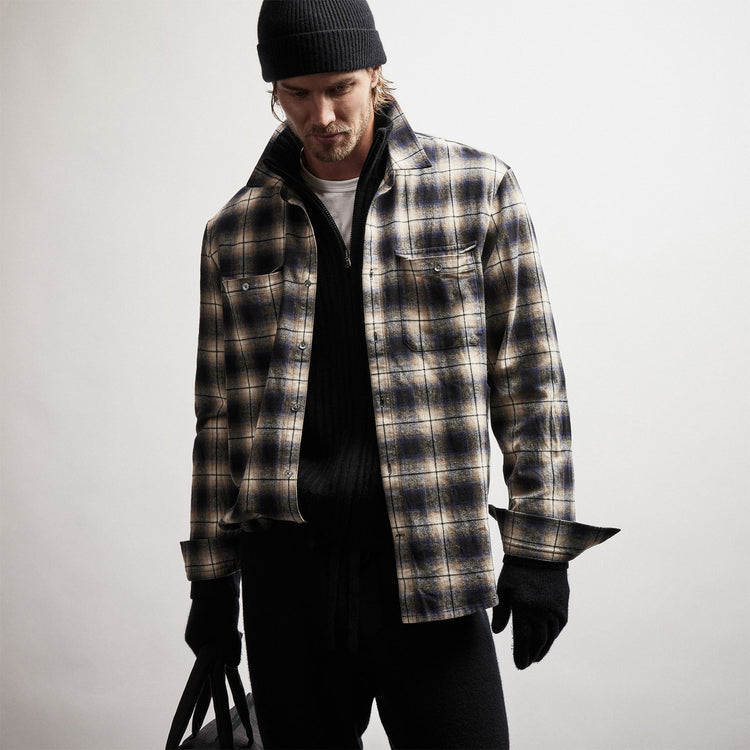 Plaid Flannel Shirt in Midnight | James Perse Los Angeles