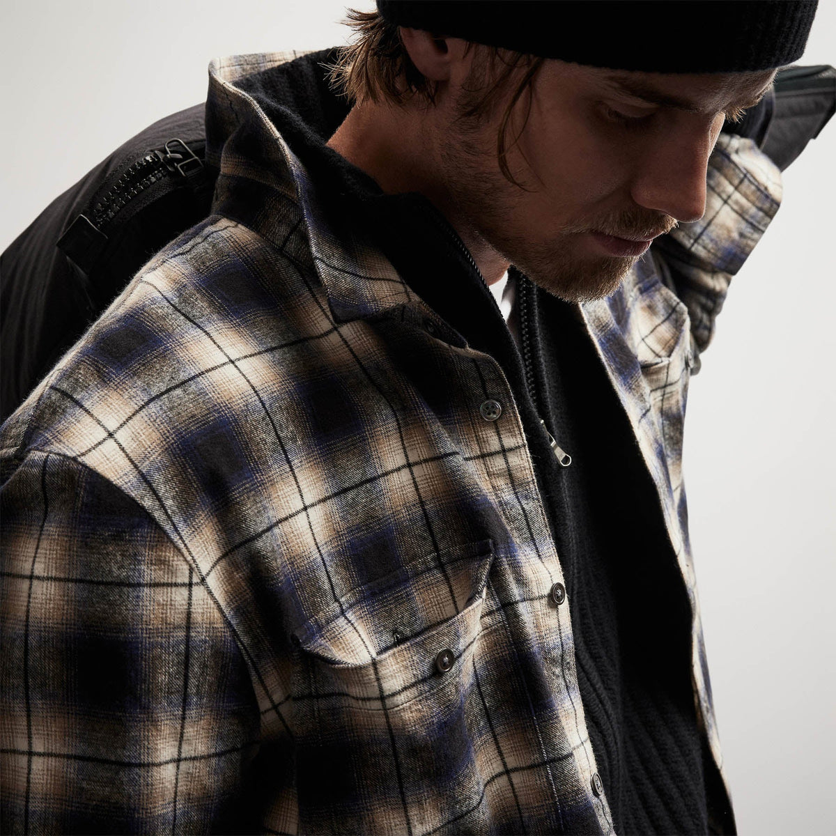 Plaid Flannel Shirt in Midnight | James Perse Los Angeles