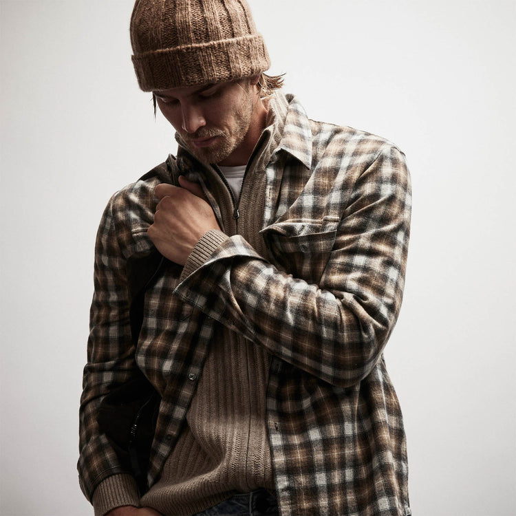 Plaid Flannel Shirt in Toast | James Perse Los Angeles