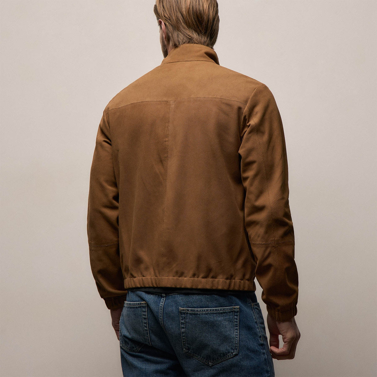 Perforated Suede Sport Jacket in Gingerbread | James Perse Los Angeles