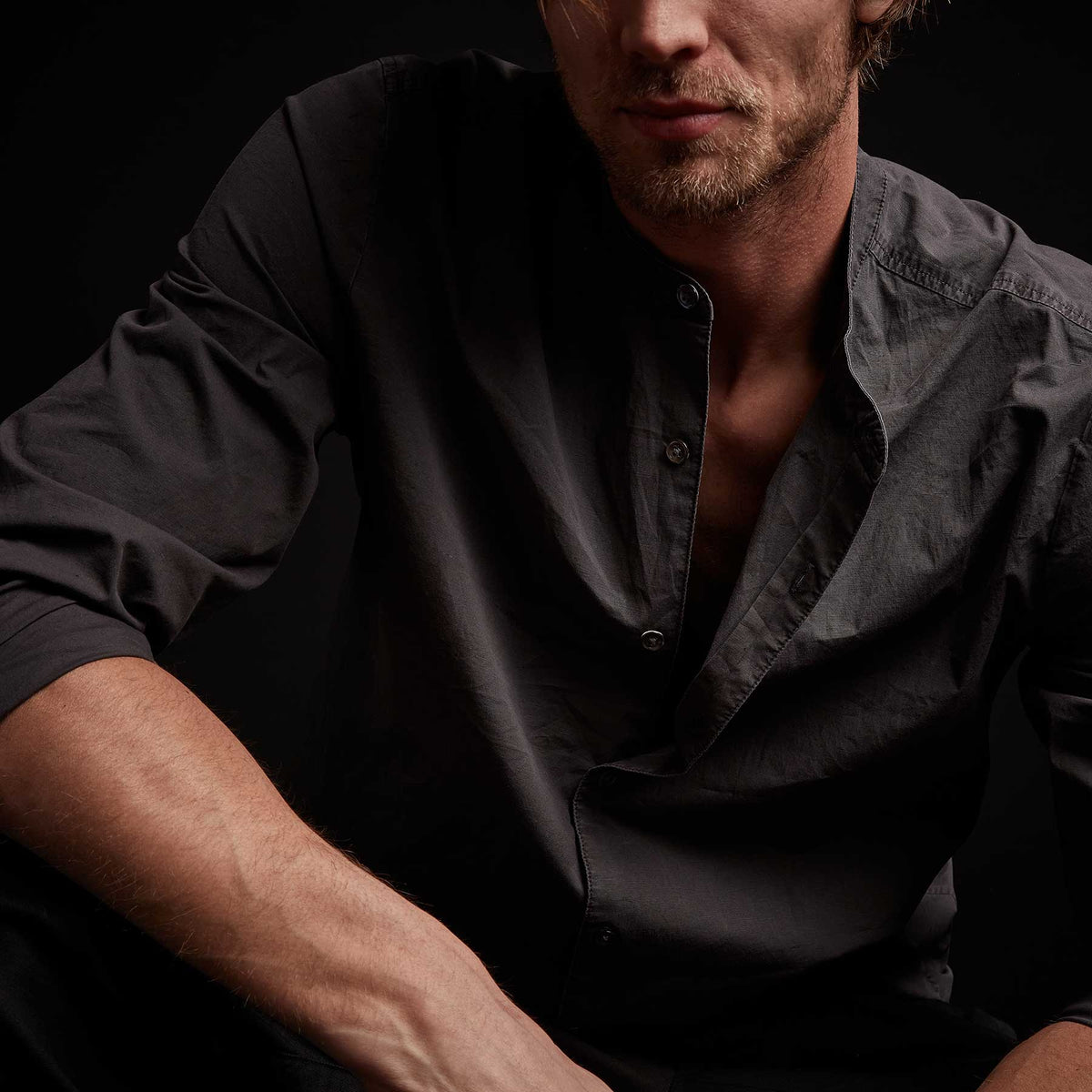 Cotton Linen Button Front Shirt - Magma Pigment | James Perse Los Angeles