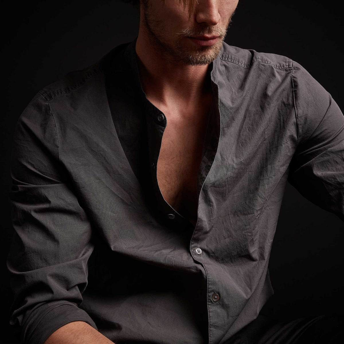 Cotton Linen Button Front Shirt - Magma Pigment | James Perse Los Angeles
