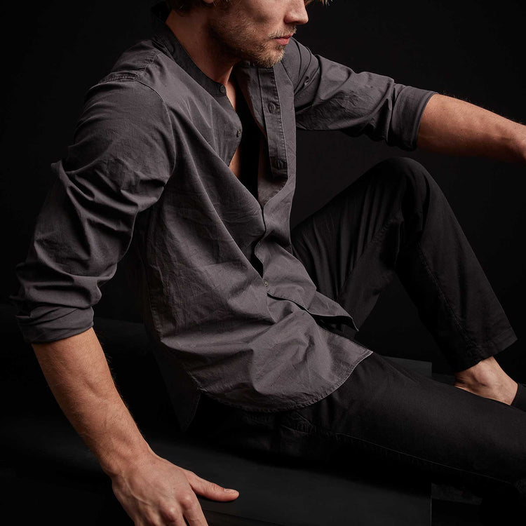 Cotton Linen Button Front Shirt - Magma Pigment | James Perse Los Angeles