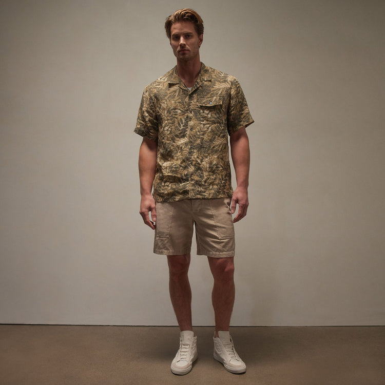 Printed Linen Short Sleeve in Palm Print | James Perse Los Angeles