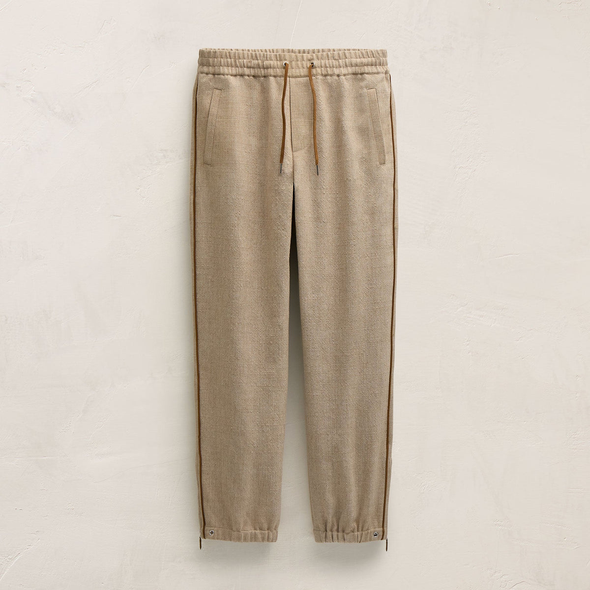 Suede Trimmed Track Pant in Natural/Tobacco | James Perse Los Angeles FLAT