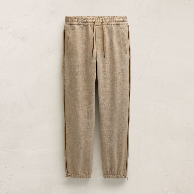 Suede Trimmed Track Pant in Natural/Tobacco | James Perse Los Angeles FLAT