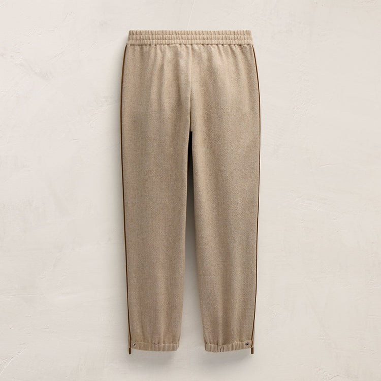 Suede Trimmed Track Pant in Natural/Tobacco | James Perse Los Angeles FLAT