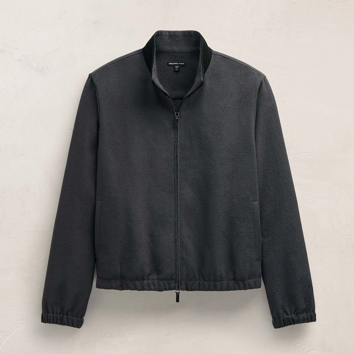 Suede Trimmed Track Jacket in Charcoal/Black | James Perse Los Angeles FLAT