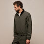 Suede Trimmed Track Jacket in Dark Olive/Black | James Perse Los Angeles