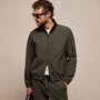 Suede Trimmed Track Jacket in Dark Olive/Black | James Perse Los Angeles
