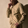 Suede Trimmed Track Jacket in Natural/Tobacco | James Perse Los Angeles