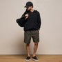 Suede Trimmed Track Short in Dark Olive/Black | James Perse Los Angeles