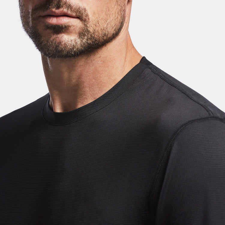 Y/OSEMITE Perforated Performance Crew In Black | James Perse Los Angeles