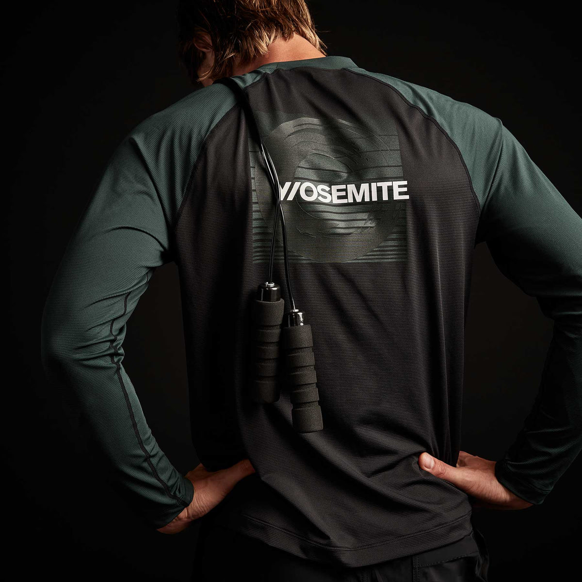 Y/OSEMITE Colorblock Performance Raglan In Black/Bamboo | James Perse Los Angeles